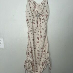 ROMWE Cream Floral Midi Dress